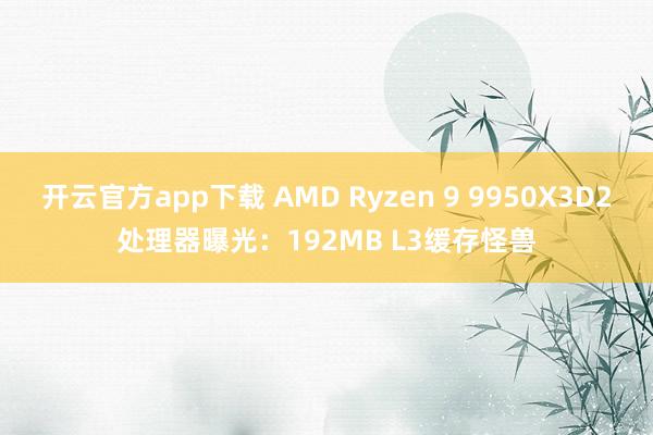 开云官方app下载 AMD Ryzen 9 9950X3D2处理器曝光：192MB L3缓存怪兽