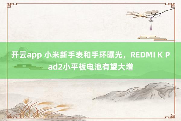 开云app 小米新手表和手环曝光，REDMI K Pad2小平板电池有望大增
