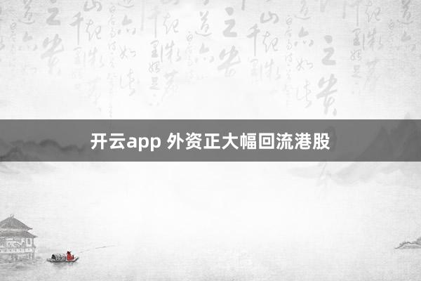 开云app 外资正大幅回流港股