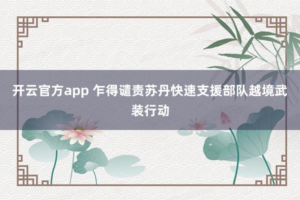 开云官方app 乍得谴责苏丹快速支援部队越境武装行动
