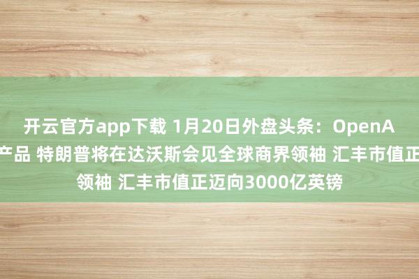 开云官方app下载 1月20日外盘头条:OpenAI称年内发布硬件产品 特朗普将在达沃斯会见全球商界领袖 汇丰市值正迈向3000亿英镑