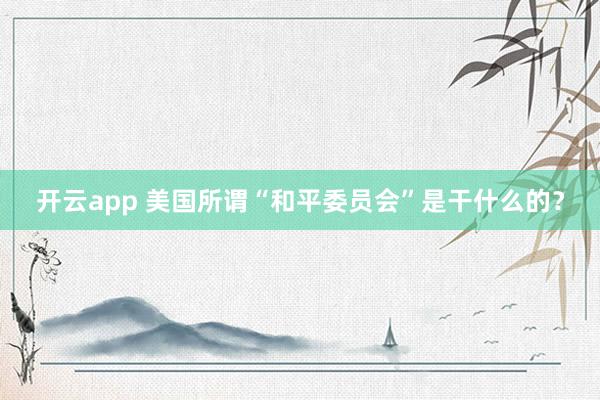 开云app 美国所谓“和平委员会”是干什么的？