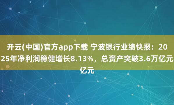 开云(中国)官方app下载 宁波银行业绩快报:2025年净利润稳健增长8.13%,总资产突破3.6万亿元