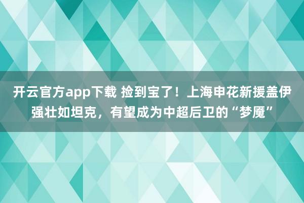 开云官方app下载 捡到宝了！上海申花新援盖伊强壮如坦克，有望成为中超后卫的“梦魇”