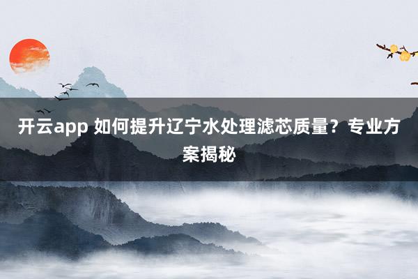 开云app 如何提升辽宁水处理滤芯质量?专业方案揭秘