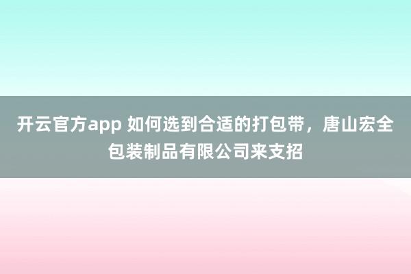 开云官方app 如何选到合适的打包带,唐山宏全包装制品有限公司来支招