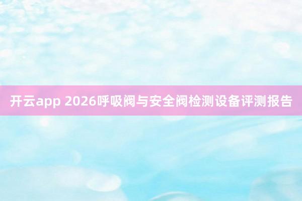 开云app 2026呼吸阀与安全阀检测设备评测报告