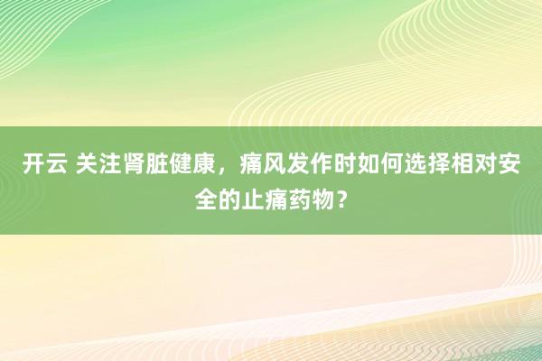开云 关注肾脏健康,痛风发作时如何选择相对安全的止痛药物?