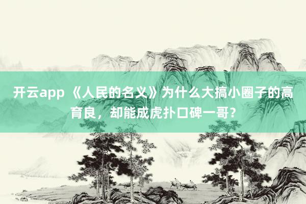 开云app 《人民的名义》为什么大搞小圈子的高育良，却能成虎扑口碑一哥？