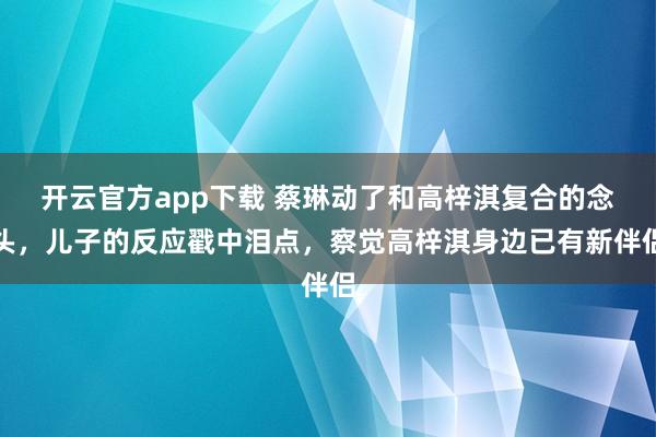 开云官方app下载 蔡琳动了和高梓淇复合的念头，儿子的反应戳中泪点，察觉高梓淇身边已有新伴侣