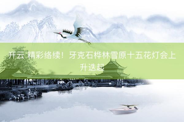 开云 精彩络续！牙克石桦林雪原十五花灯会上升迭起
